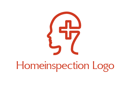 cross inside human head medical logo