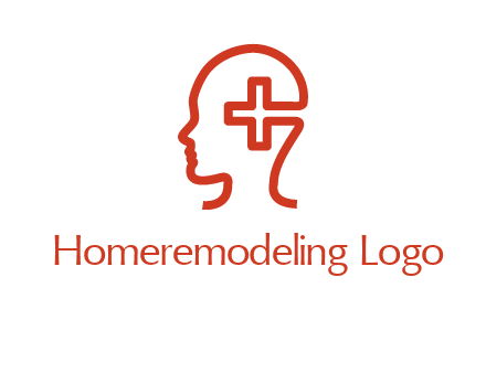 cross inside human head medical logo