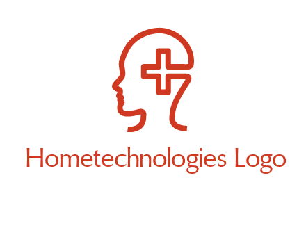 cross inside human head medical logo