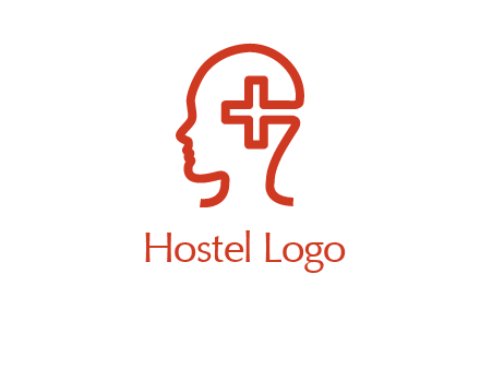 cross inside human head medical logo