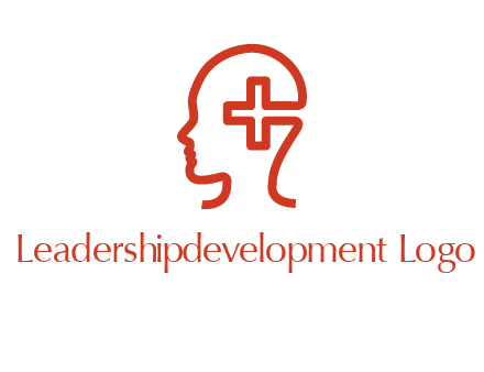 cross inside human head medical logo