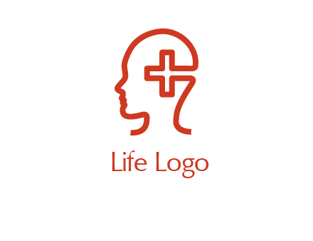 cross inside human head medical logo