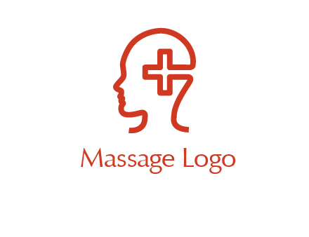 cross inside human head medical logo