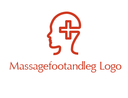 cross inside human head medical logo