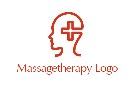 cross inside human head medical logo
