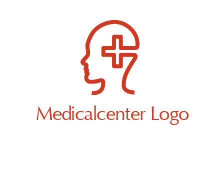 cross inside human head medical logo