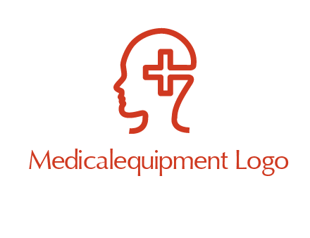 cross inside human head medical logo