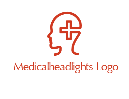 cross inside human head medical logo