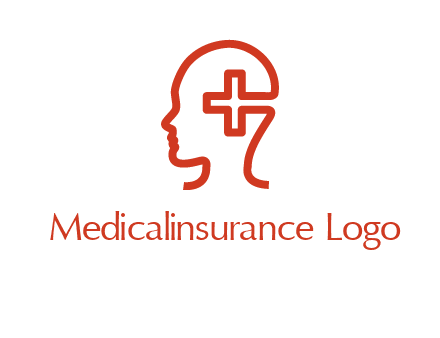 cross inside human head medical logo