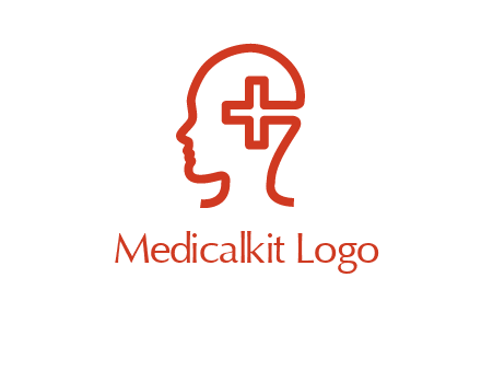 cross inside human head medical logo