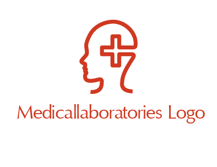 cross inside human head medical logo