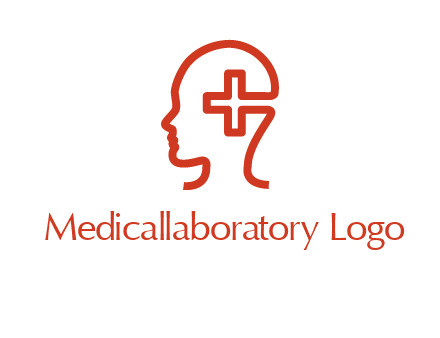 cross inside human head medical logo