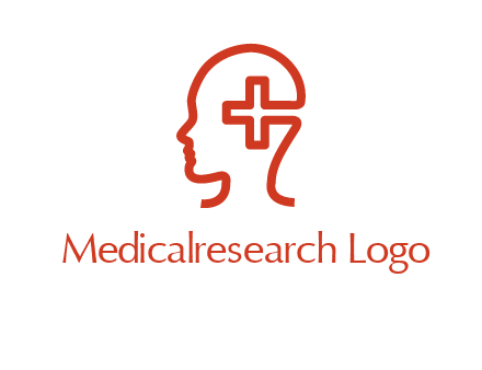 cross inside human head medical logo