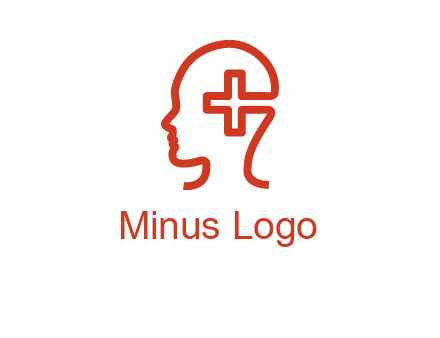 cross inside human head medical logo