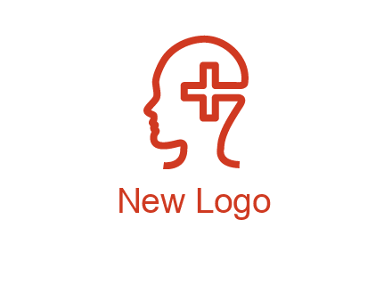 cross inside human head medical logo