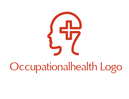 cross inside human head medical logo