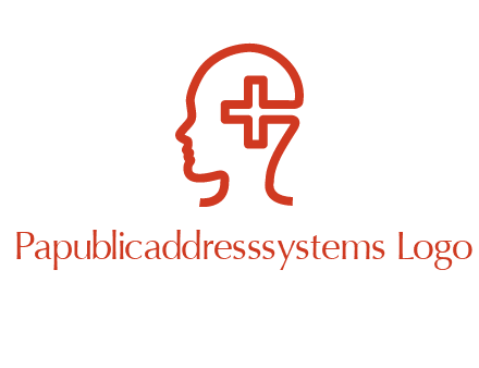 cross inside human head medical logo