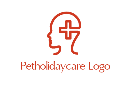 cross inside human head medical logo