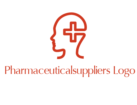 cross inside human head medical logo