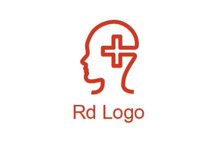 cross inside human head medical logo