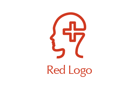 cross inside human head medical logo