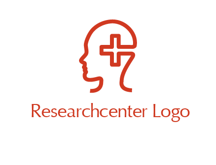 cross inside human head medical logo