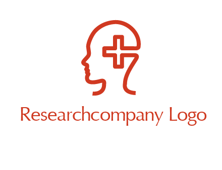cross inside human head medical logo
