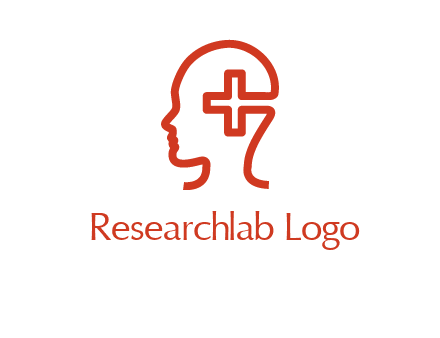 cross inside human head medical logo