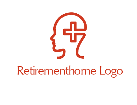 cross inside human head medical logo