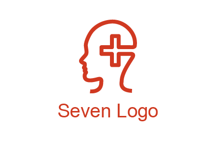cross inside human head medical logo