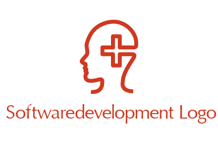 cross inside human head medical logo