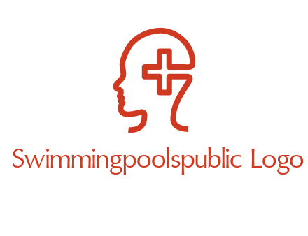 cross inside human head medical logo