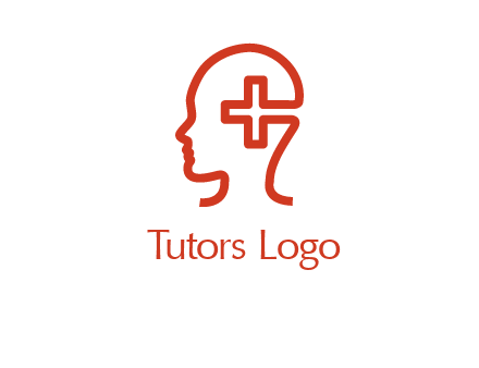 cross inside human head medical logo