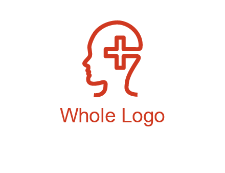 cross inside human head medical logo