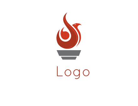 phoenix shaped flame torch logo