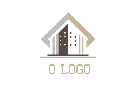 square around abstract house logo