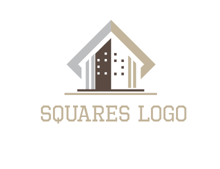 square around abstract house logo