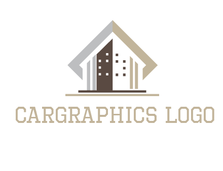 square around abstract house logo