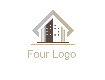 square around abstract house logo