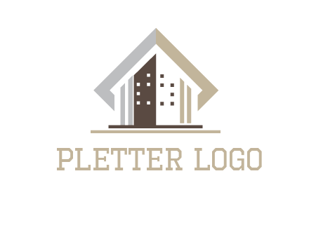 square around abstract house logo