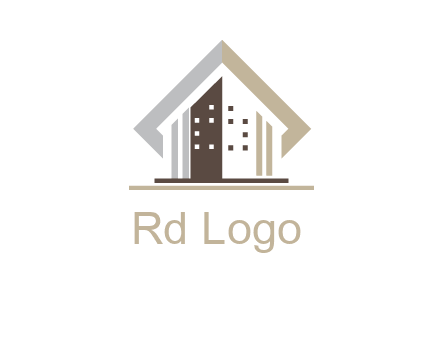 square around abstract house logo