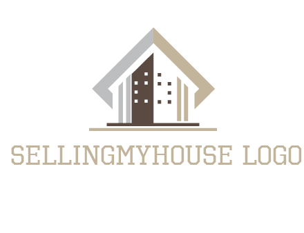 square around abstract house logo