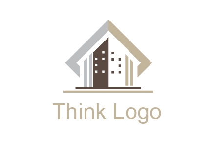 square around abstract house logo