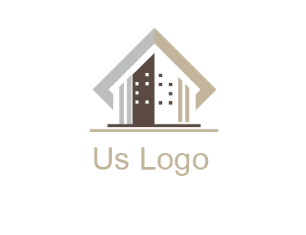 square around abstract house logo