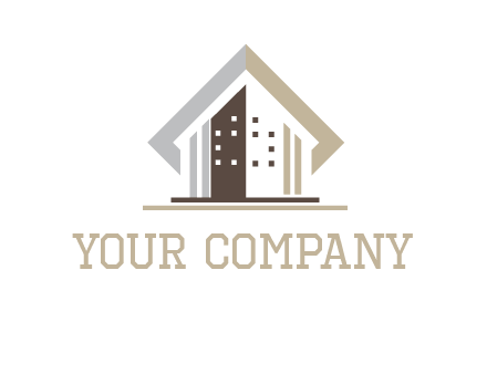 square around abstract house logo