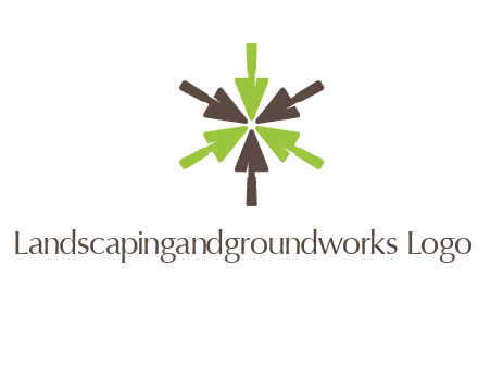 gardening shovels pointing towards a center