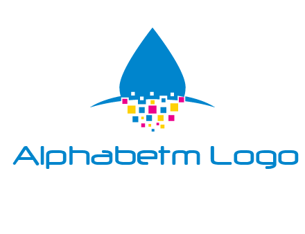 drop and pixels printing logo