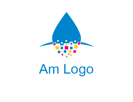 drop and pixels printing logo