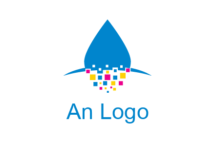 drop and pixels printing logo