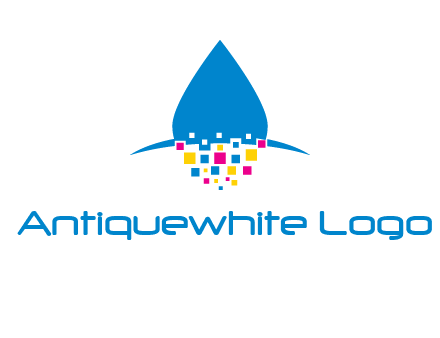 drop and pixels printing logo